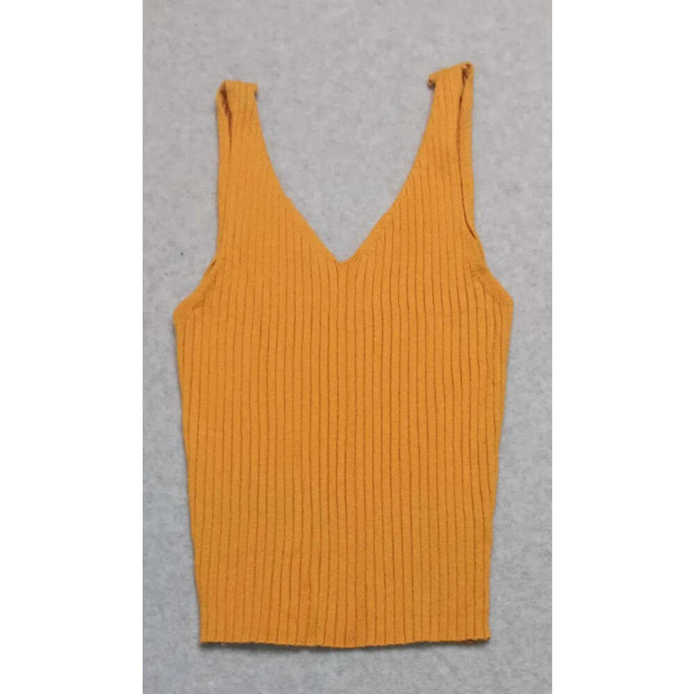 Active USA Tank Top Crop Top Womens Size Small Petite Burnt Orange Ribbed